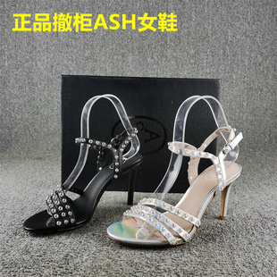 正品 女夏季 浅口露趾一字扣带中空女凉鞋 头层牛皮 撤柜处理真皮凉鞋