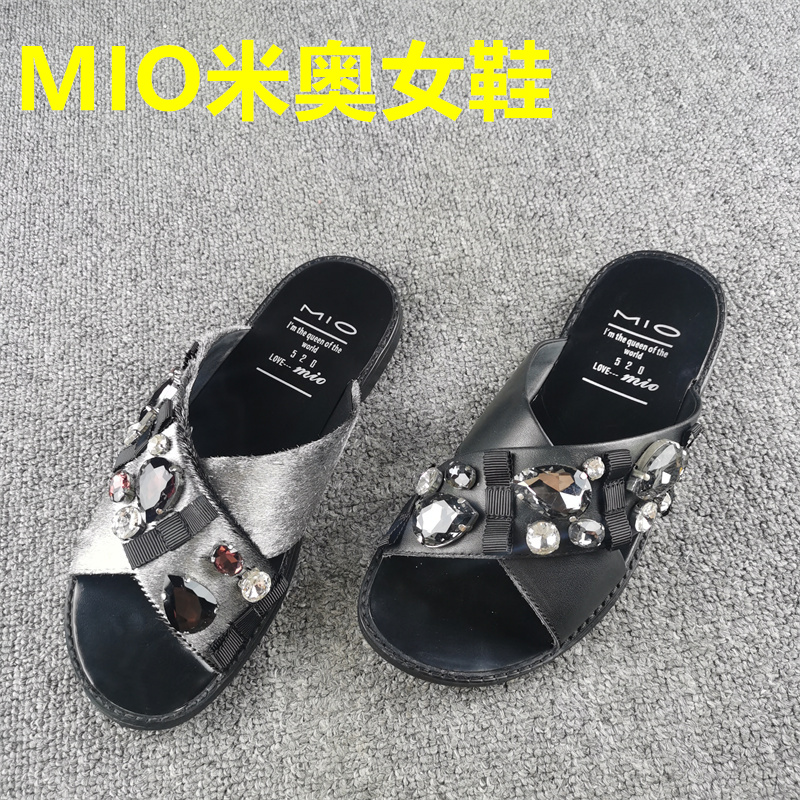 MIO米奥时尚休闲牛皮凉拖鞋女