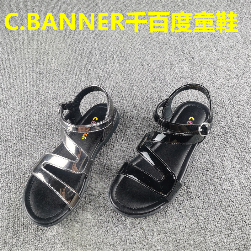 正品撤柜处理C.BANNER千百度女鞋童鞋女夏季休闲露趾中空儿童凉鞋