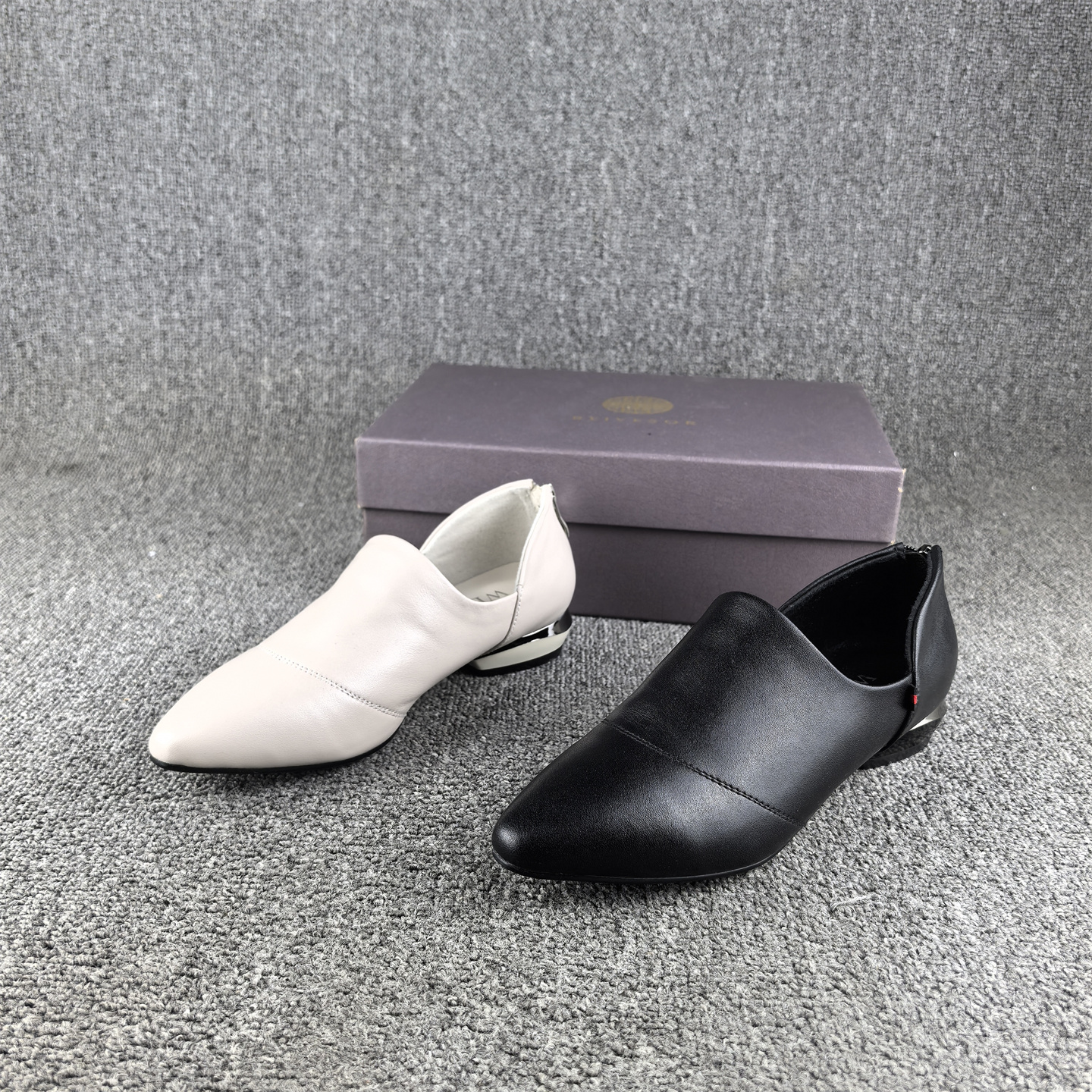 断码处理头层牛皮民族风深口单鞋女春秋款尖头低跟真皮女鞋后拉链