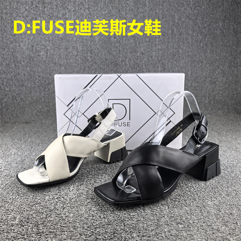 正品撤柜处理D:FUSE迪芙斯女鞋真皮夏季款一字扣带中空凉鞋女羊皮