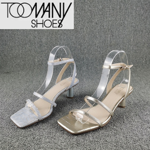 气质百搭中空凉鞋 夏季 撤柜时尚 Toomanyshoes女鞋 细跟露趾一字扣带