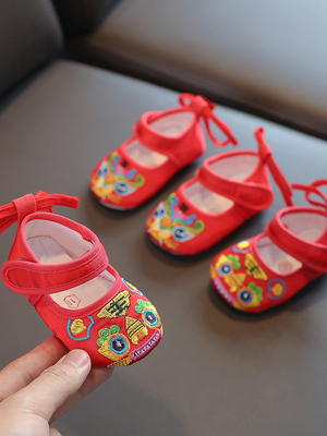 虎头鞋婴儿6到12个月男女宝宝软底步前布鞋子新生0-3月透气凉鞋夏