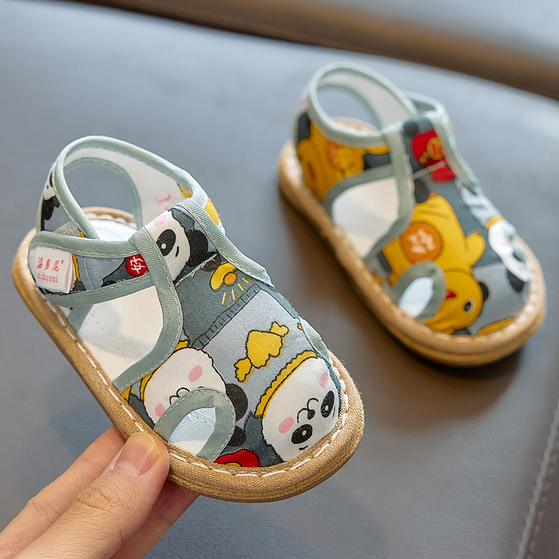 儿童手工布凉鞋1-7岁2老北京千层底男宝宝女童学步鞋软底室内外夏