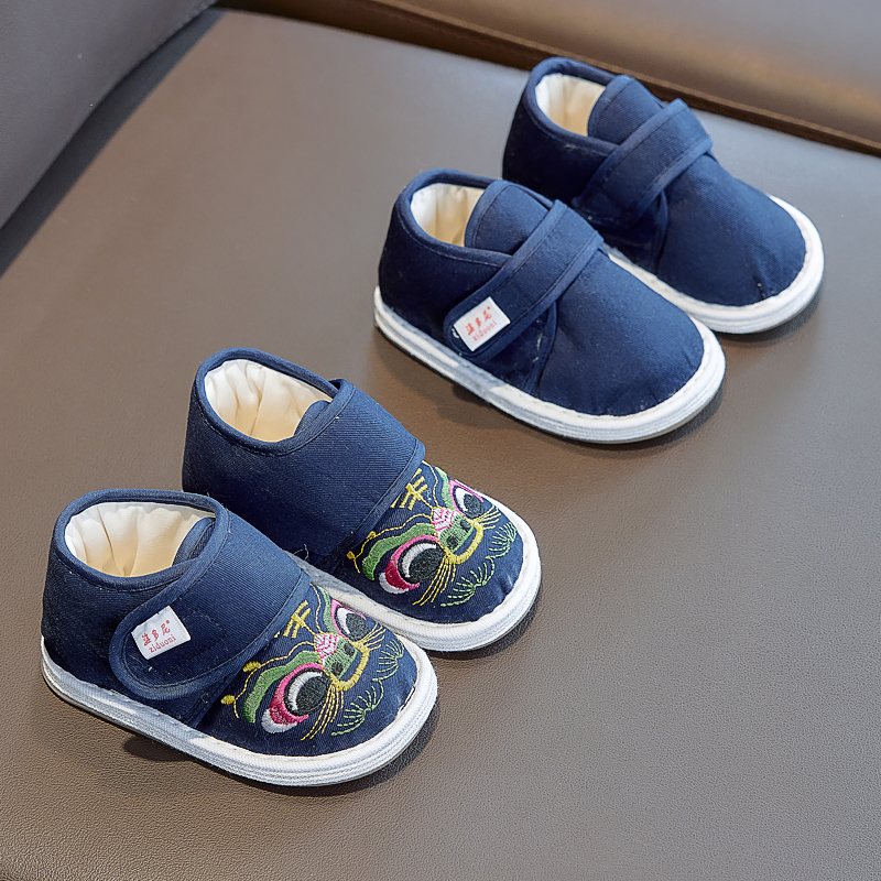 儿童手工虎头二棉鞋1-6岁3鞋子加厚保暖棉花千层底男女宝宝新年冬