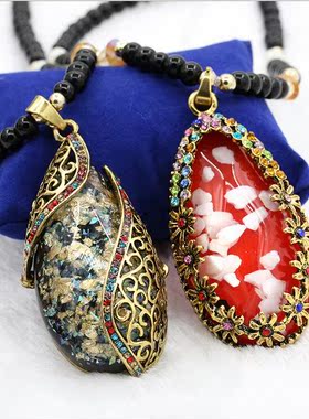 韩版猫眼石长款复古挂件装饰项链