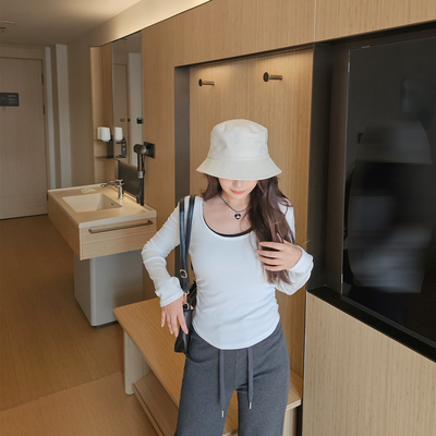 大U领打底衫秋冬磨毛内搭T恤长袖