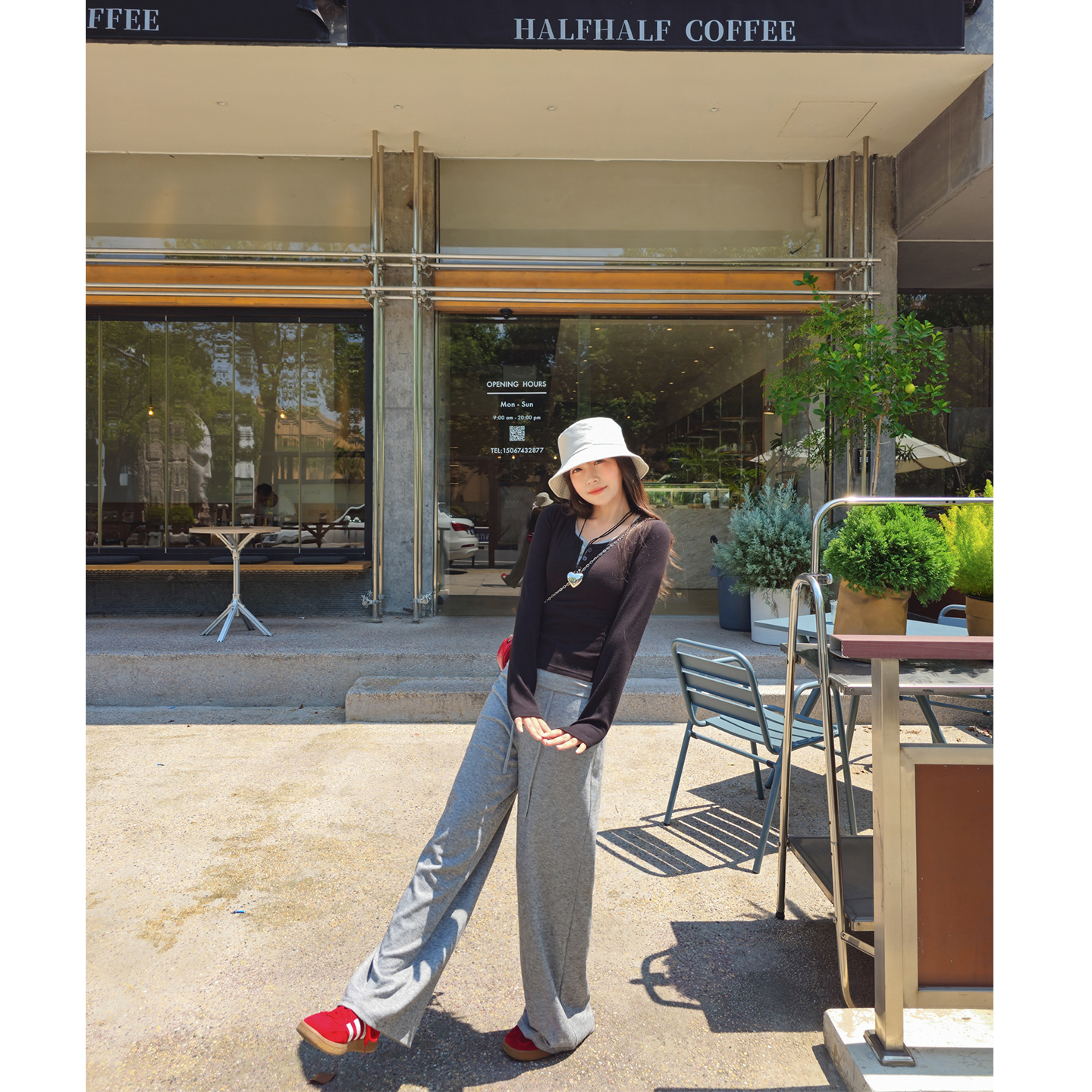 小个子慵懒风直筒阔腿裤糯米裤