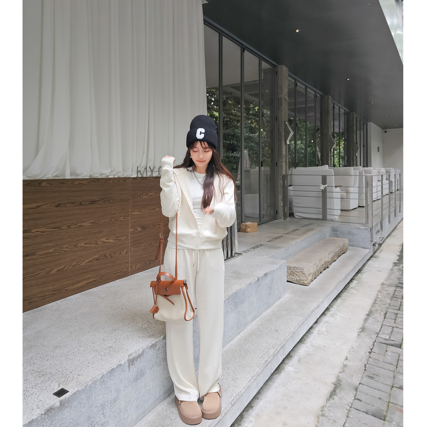 小个子卫衣套装女两件套秋季奶系穿搭粉色休闲运动套装甜酷少女