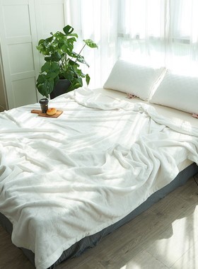 白色加厚410g/s！高品质毯子拍照背景毛毯薄被子云貂绒法莱绒床单