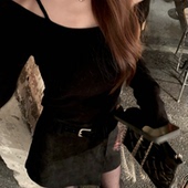 Baby61 甜心少女 chic温柔风一字肩吊带百搭荃羊毛打底上衣女