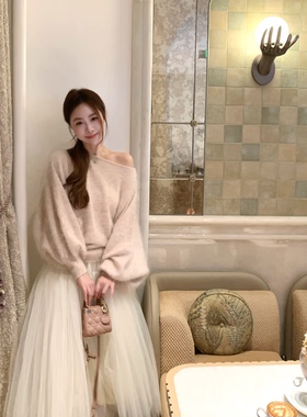 Baby61【D家美学】优雅朦胧收腰白色梦幻蓬蓬纱网纱中长裙