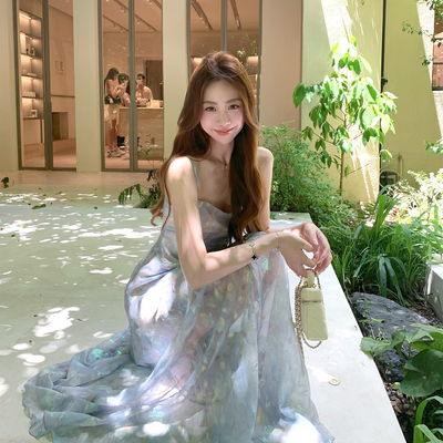 Baby61人鱼姬吊带斜裁连衣裙