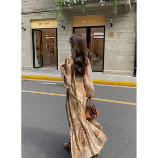 拼色印花飘逸感长裙鱼尾裙女 DU家uma新中式 Baby61 为有暗香来