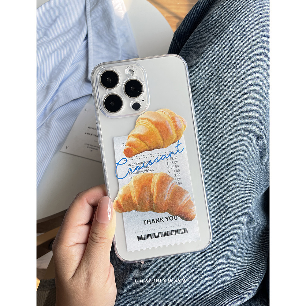 春日可颂。简约ins韩国可颂面包手机壳适用苹果17promax全包透明软壳华为荣耀400nova14p80红米note14小米17