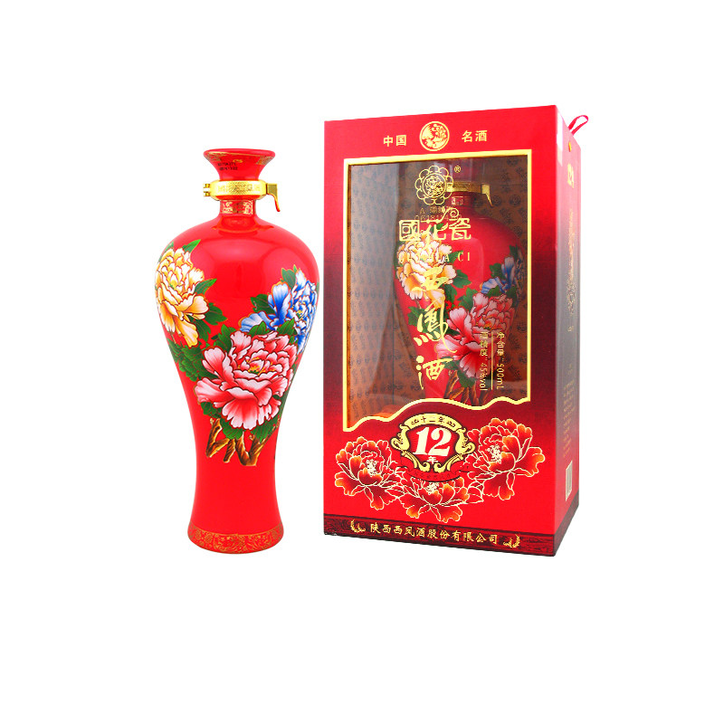 45度国花瓷12年西凤酒盒装国花瓷12年西凤12年国花瓷西凤婚宴用酒