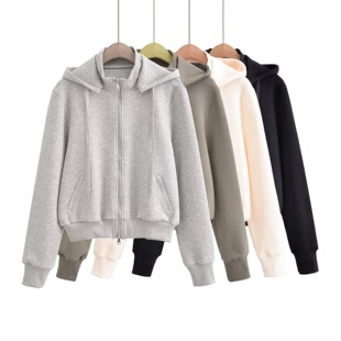 2025 Removable hooded double-ended zipper sweater women's