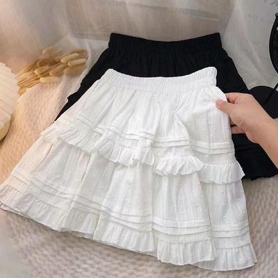 甜美芭蕾风短裙荷叶边高腰A字裙