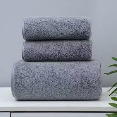 ral Fleece Thickened Towel Bath Towel Set Solid lor tton Abs