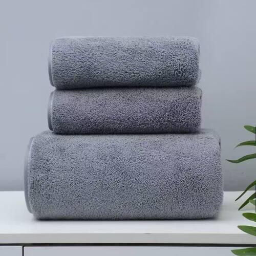 ral Fleece Thickened Towel Bath Towel Set Solid lor tton Abs