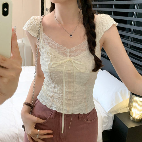 French Lace Hottie Camisole Female V-neck Clavicle Niche Sho