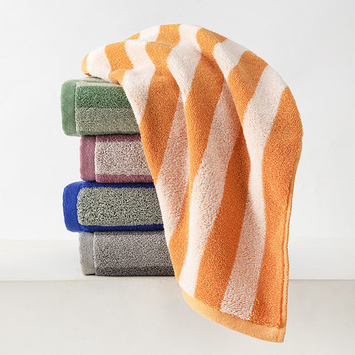 Pure tton Yarn-dyed Towel, Multicolor Striped Jacquard Towel