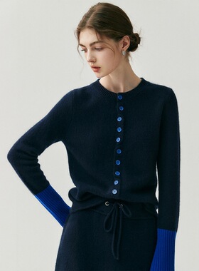 Light Luxury Cashmere Cashmere Cardigan, Round Neck, Feminin
