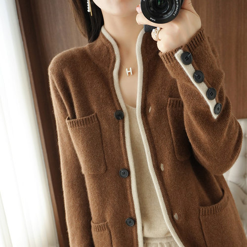 French Light Luxury Cashmere Cardigan Women's Niche Design J