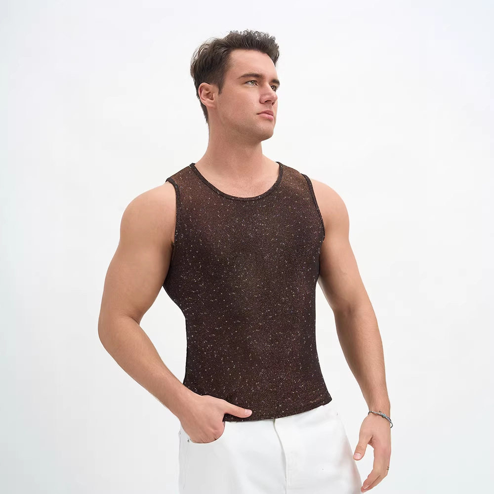 Simple Men's Music Festival Party Vest Men's Mesh Vest Thin图片