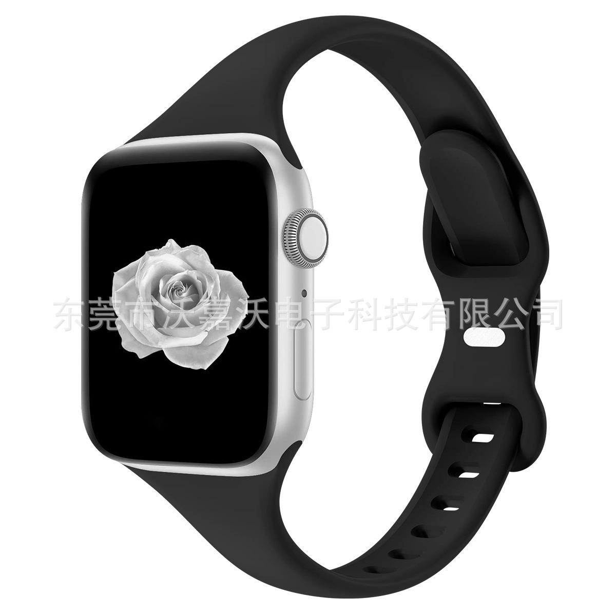 适用apple watch表带iwatch8新款苹果单色硅胶小蛮腰蝴蝶扣手表带