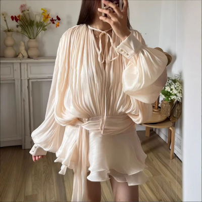 French Pure Lust Style Waist Hem Women's 2025 Temperament Pr