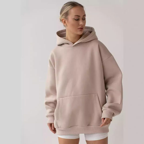 Women's Solid lor Pocket Hooded Pullover Women's Loose Casua