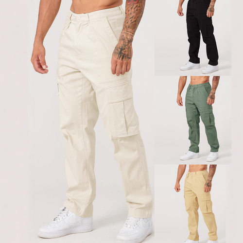 Large Pocket Workwear Trousers Men's Stitching Solid lor Cas