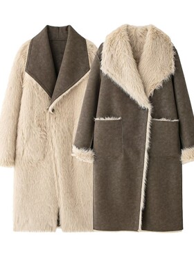 2026 Women's Style Reversible Long at With Large Lapel