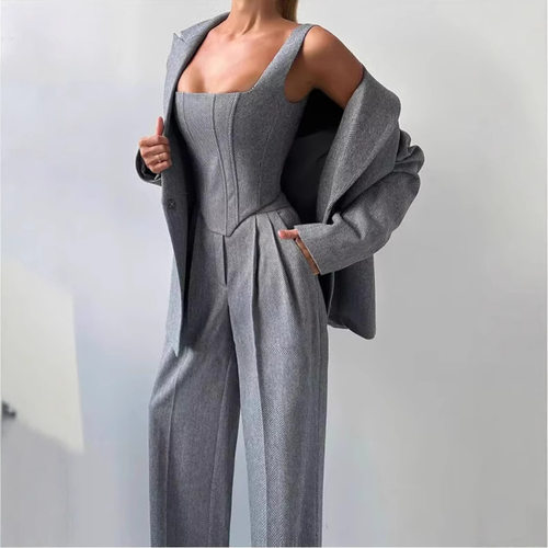 Bone Fashionable Waist Versatile Long Jacket Women's Vest Pa