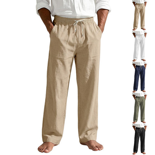 Men's 4 Styles Of American-style Casual Men's Linen Drawstri