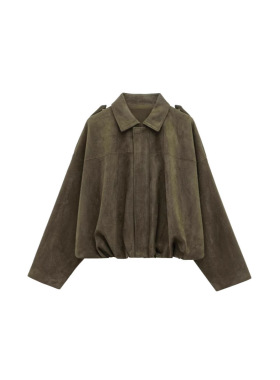 Za2026 Wind Women's Suede Texture Effect Bomber Jacket