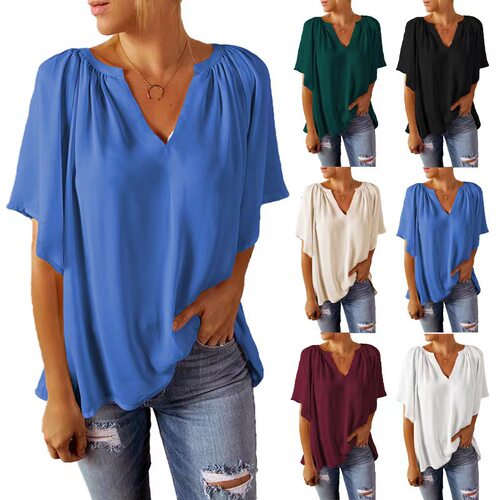 2026 Loose V-neck Casual Women's T-shirt