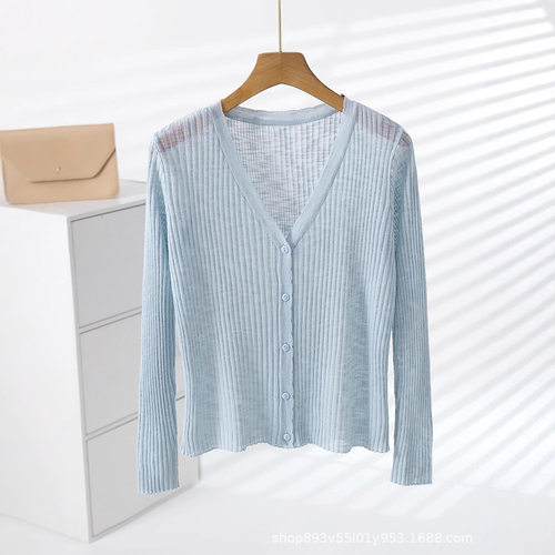 Bamboo Linen Knitted Sun Protection Cardigan Suspender Outer