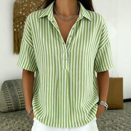 2026 Station Women Fashion Casual Striped Short Sleeve Lars