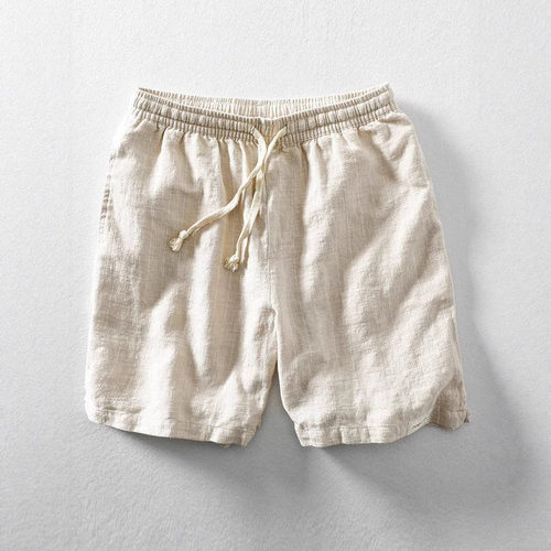 Men's Linen Shorts Men's Stripe Pattern Printed Casual Strai