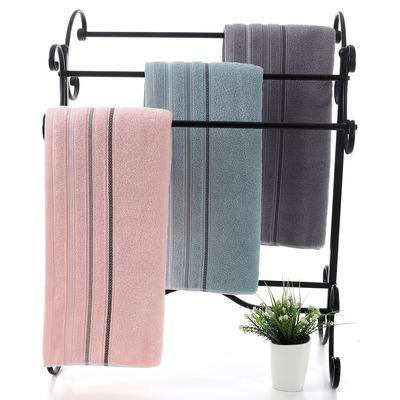 Plain tton Soft Absorbent Bath Towel Skin-friendly Not Easy