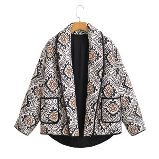 Feng Women's Fashionable Printed Fake Two-piece ntrasting Sm