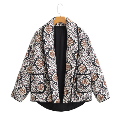 Feng Women's Fashionable Printed Fake Two-piece ntrasting Sm