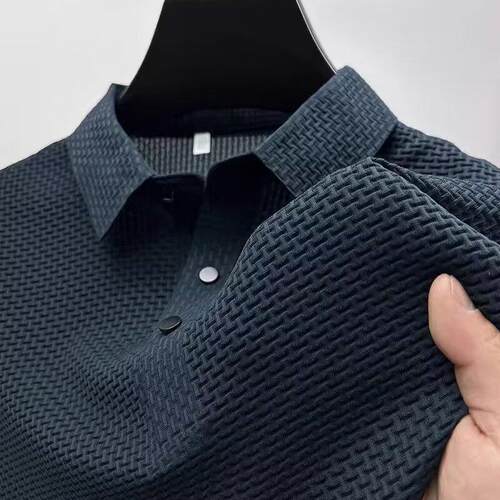 Solid lor Short-sleeved Shirt Slim-fit All-match llar T-shir