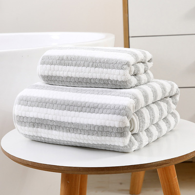 Rice Grain Lint-free ral Fleece Printed Towel Bath Towel Set