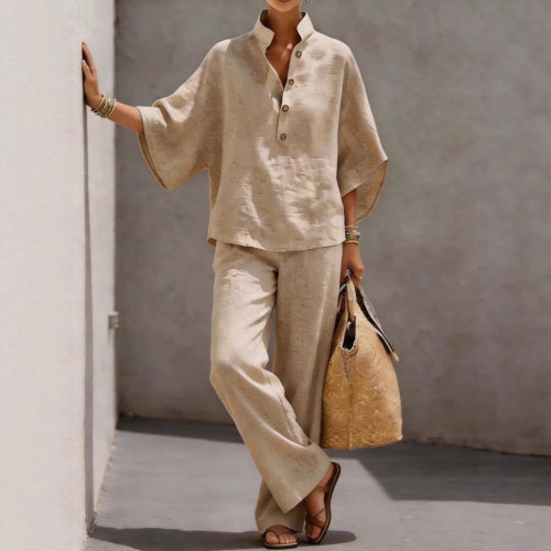 Women's 2026 Station Women's tton And Linen Pants Two-piece