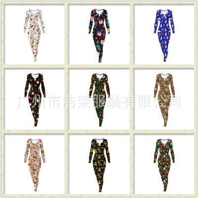 Hot Selling Women's Jumpsuit Casual Christmas Printed Pants