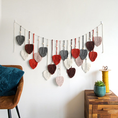 Wind Hand-woven Leaf Tapestry Wall Decoration Clip Photo Bac