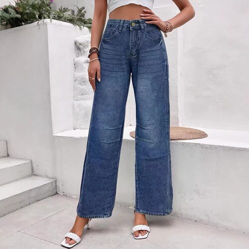 Casual, Fashionable, Washed, Loose-fit, Mid-rise Women’s